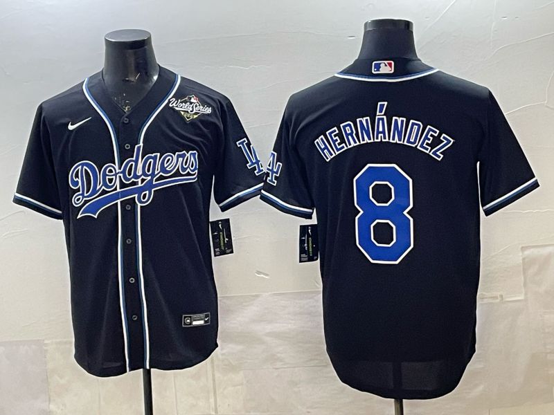 Men 2025 Nike Los Angeles Dodgers #8 Hernandez Black MLB Jersey style 0010->los angeles dodgers->MLB Jersey